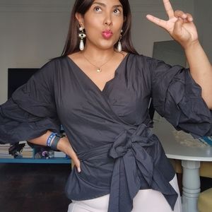 Black wrapped blouse